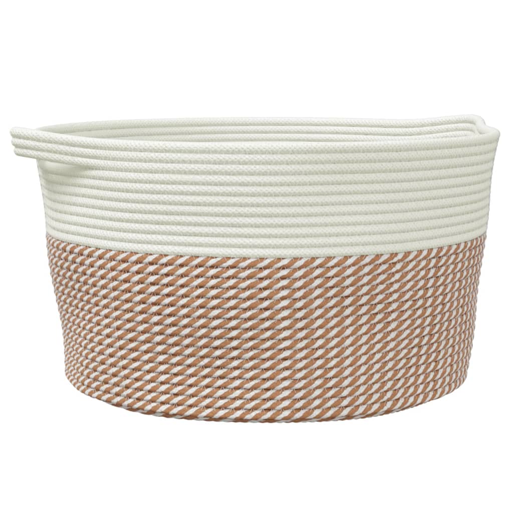 vidaXL Coș de depozitare, maro și alb, Ø40x25 cm, bumbac vidaXL Coș de depozitare, maro și alb, Ø40x25 cm, bumbac