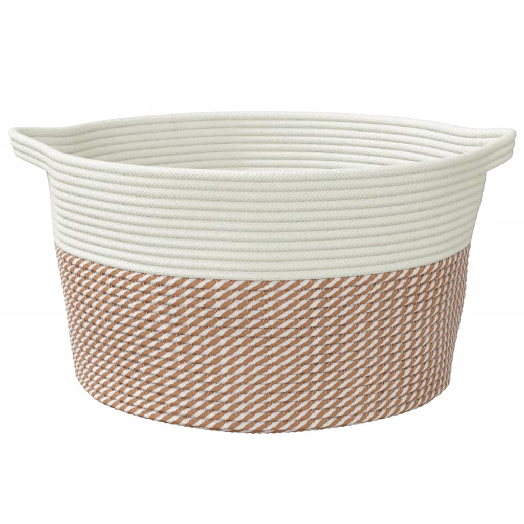 vidaXL Coș de depozitare, maro și alb, Ø40x25 cm, bumbac vidaXL Coș de depozitare, maro și alb, Ø40x25 cm, bumbac