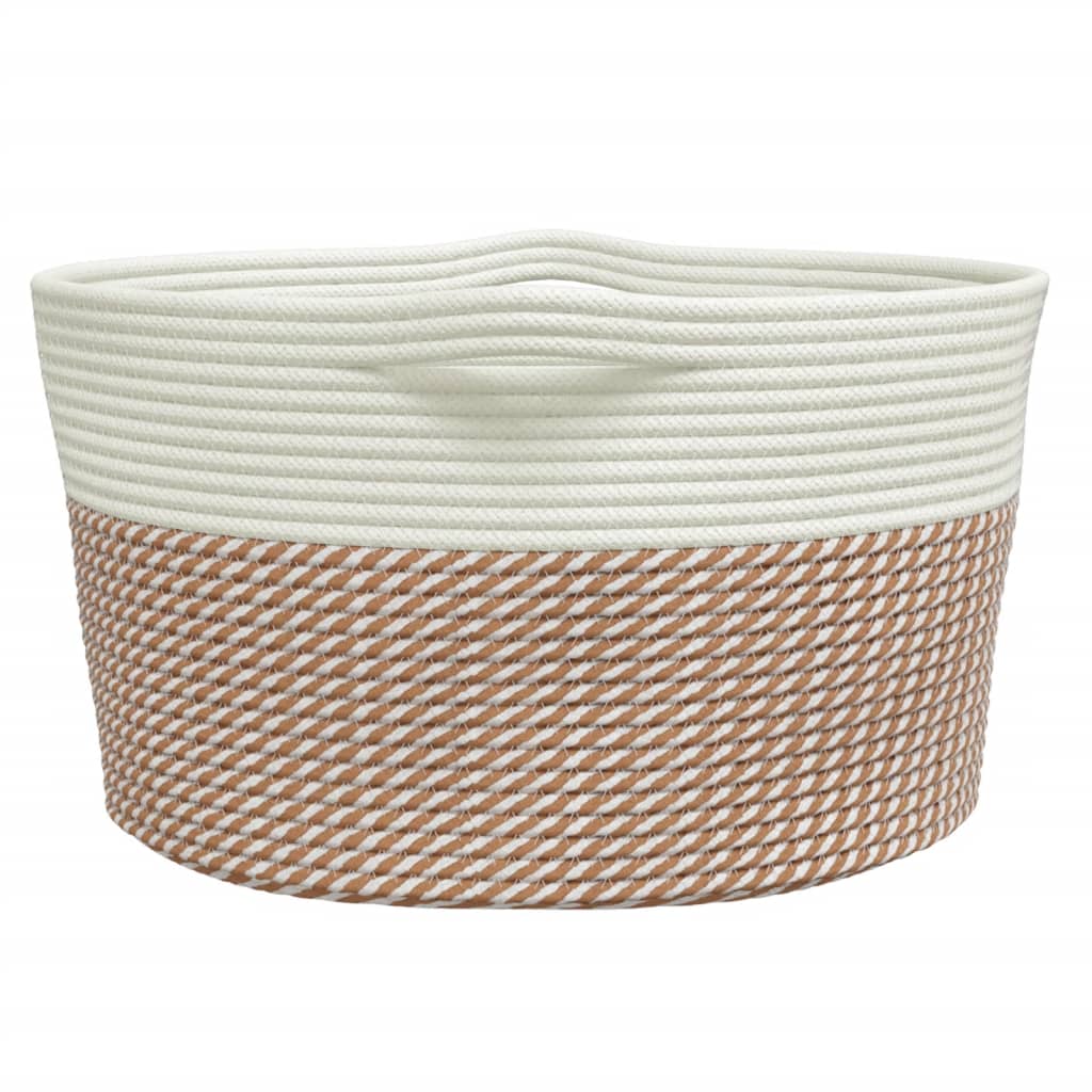 vidaXL Coș de depozitare, maro și alb, Ø40x25 cm, bumbac vidaXL Coș de depozitare, maro și alb, Ø40x25 cm, bumbac