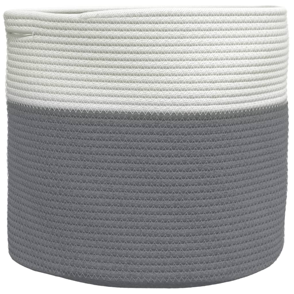 vidaXL Coș de depozitare, gri și alb, Ø40x35 cm, bumbac vidaXL Coș de depozitare, gri și alb, Ø40x35 cm, bumbac