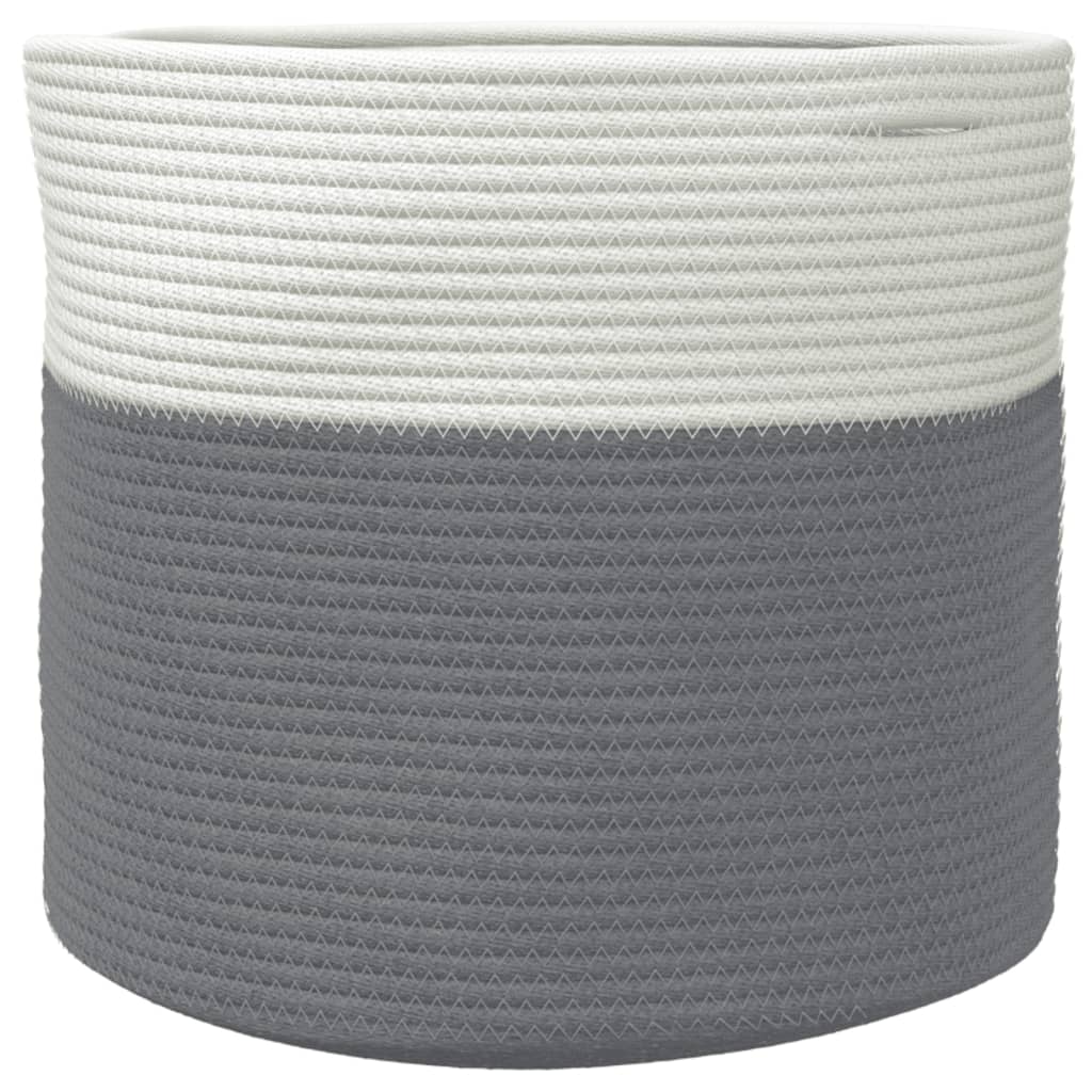 vidaXL Coș de depozitare, gri și alb, Ø40x35 cm, bumbac vidaXL Coș de depozitare, gri și alb, Ø40x35 cm, bumbac