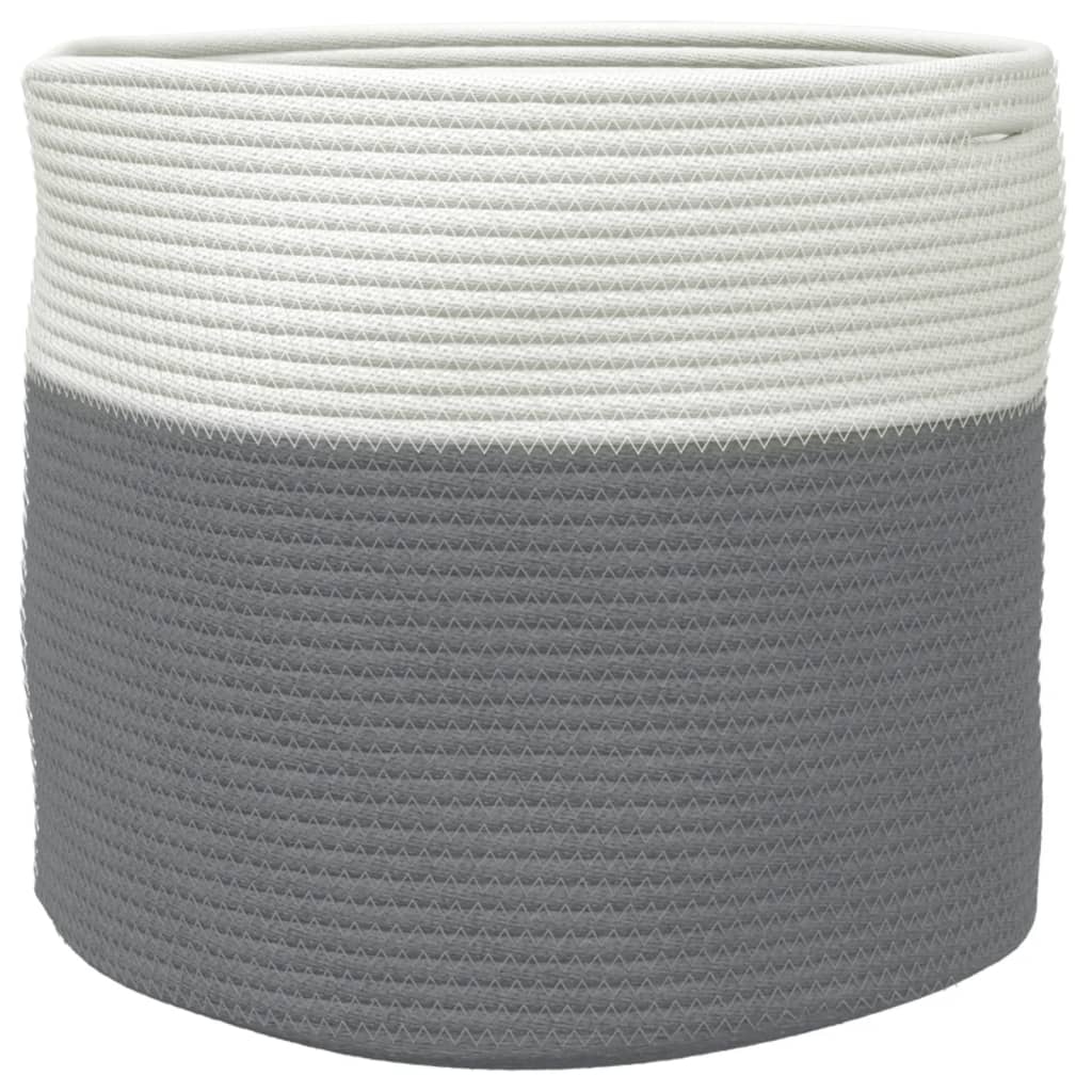 vidaXL Coș de depozitare, gri și alb, Ø40x35 cm, bumbac vidaXL Coș de depozitare, gri și alb, Ø40x35 cm, bumbac