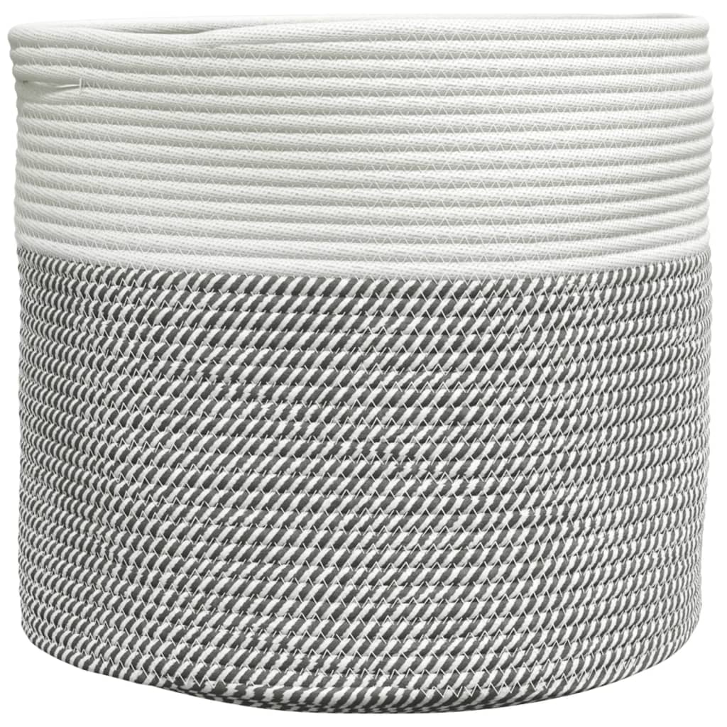 vidaXL Coș de depozitare, gri și alb, Ø40x35 cm, bumbac vidaXL Coș de depozitare, gri și alb, Ø40x35 cm, bumbac