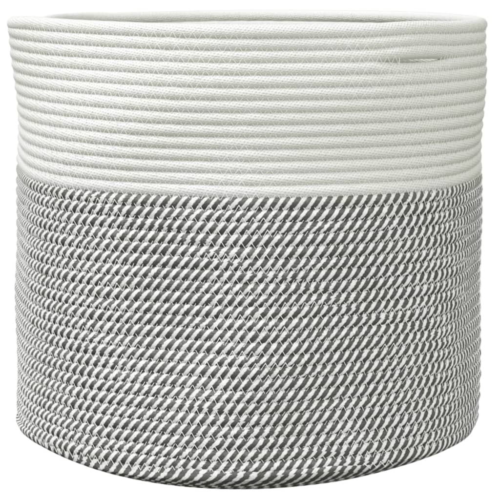 vidaXL Coș de depozitare, gri și alb, Ø40x35 cm, bumbac vidaXL Coș de depozitare, gri și alb, Ø40x35 cm, bumbac