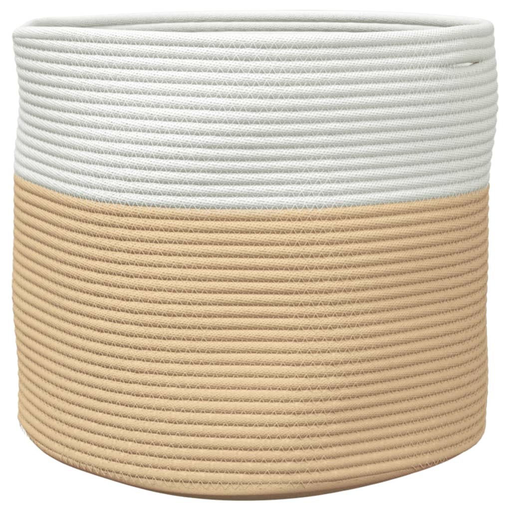 vidaXL Coș de depozitare, bej și alb, Ø40x35 cm, bumbac vidaXL Coș de depozitare, bej și alb, Ø40x35 cm, bumbac