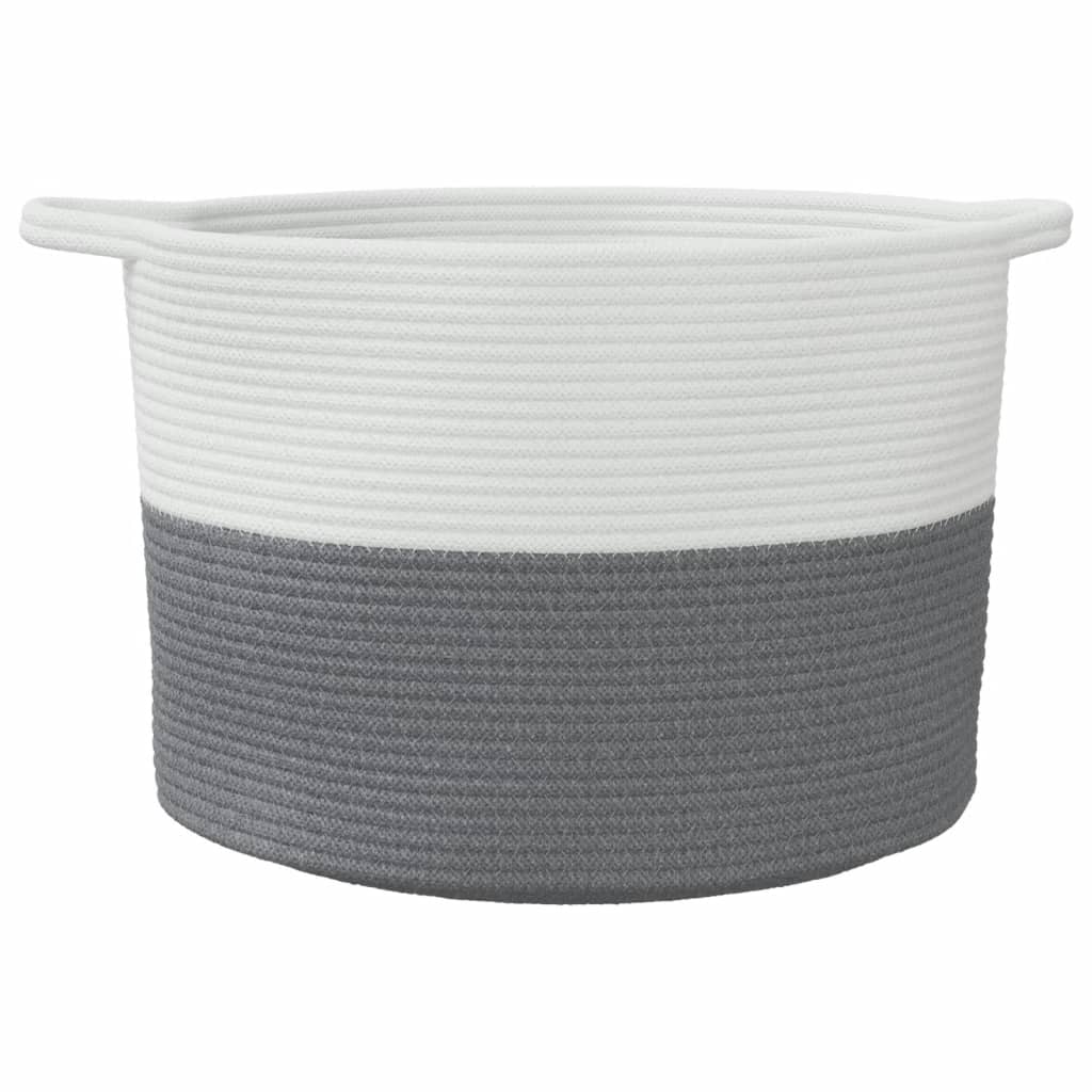 vidaXL Coș de rufe, gri și alb, Ø55x36 cm, bumbac vidaXL Coș de rufe, gri și alb, Ø55x36 cm, bumbac
