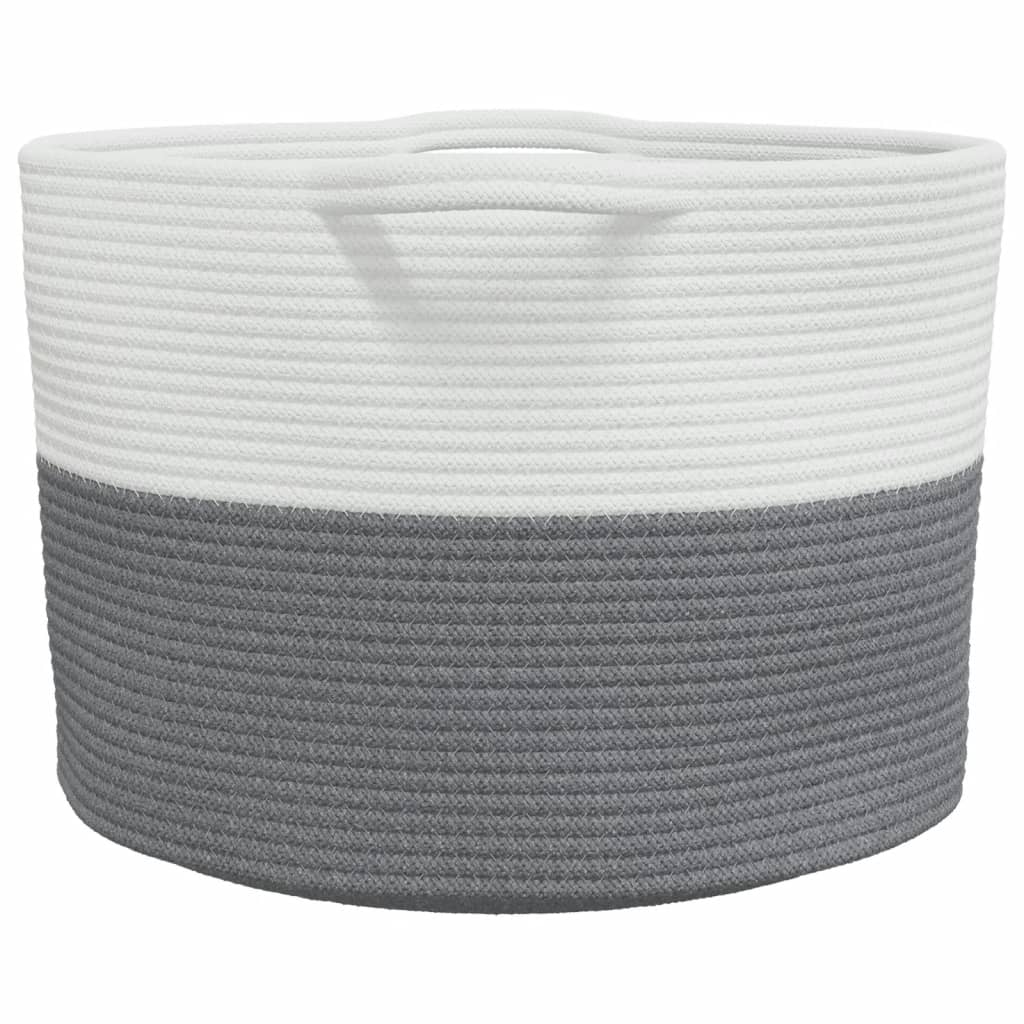 vidaXL Coș de rufe, gri și alb, Ø55x36 cm, bumbac vidaXL Coș de rufe, gri și alb, Ø55x36 cm, bumbac