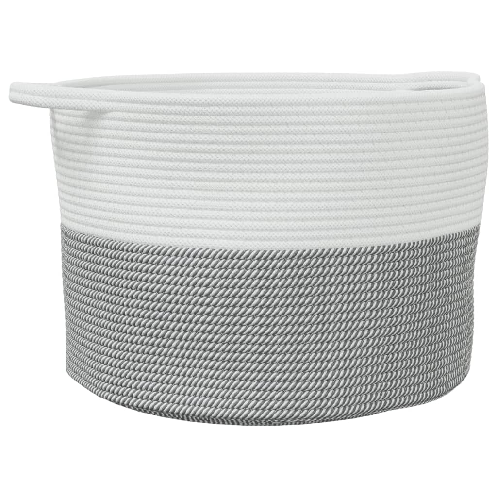 vidaXL Coș de rufe, gri și alb, Ø55x36 cm, bumbac vidaXL Coș de rufe, gri și alb, Ø55x36 cm, bumbac