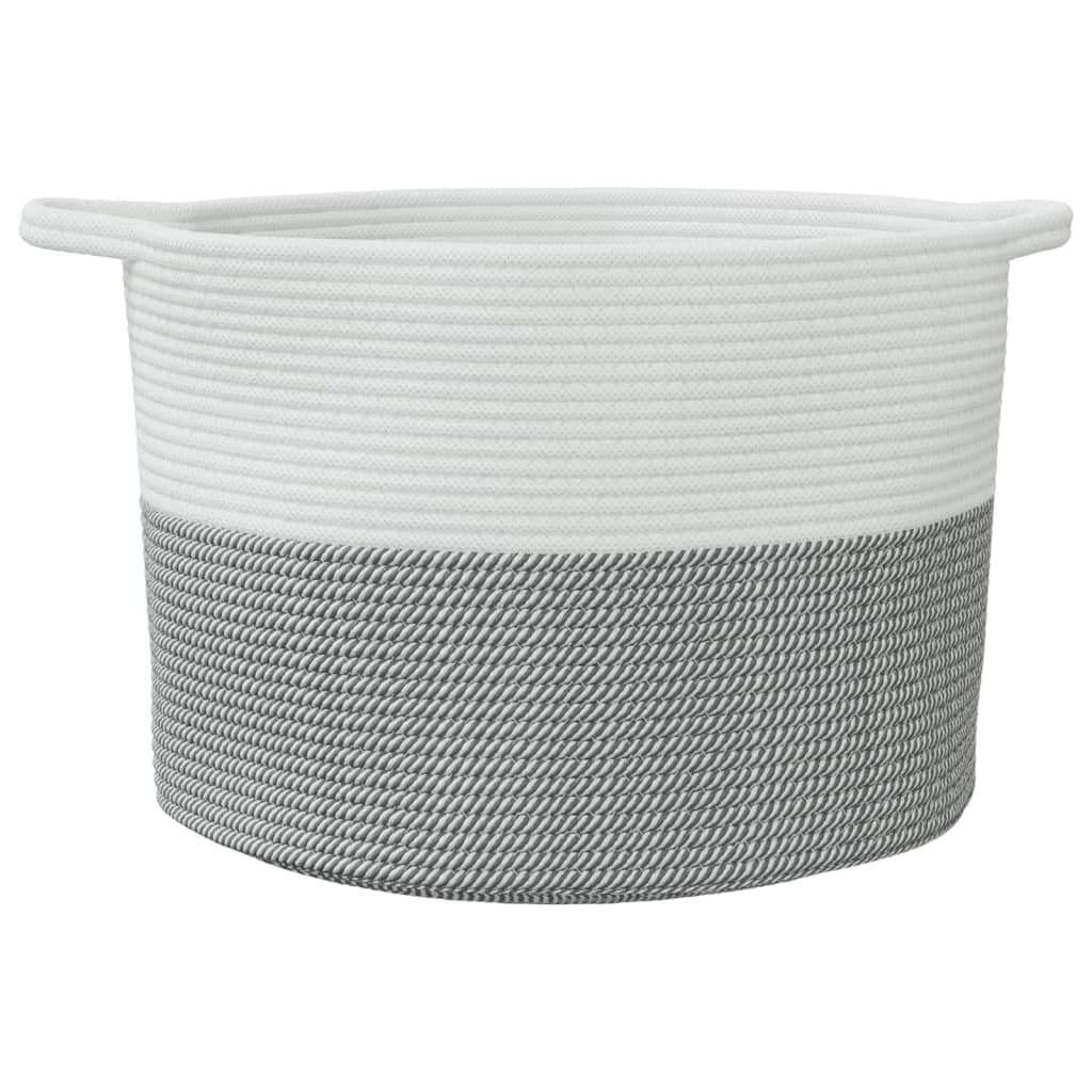 vidaXL Coș de rufe, gri și alb, Ø55x36 cm, bumbac vidaXL Coș de rufe, gri și alb, Ø55x36 cm, bumbac