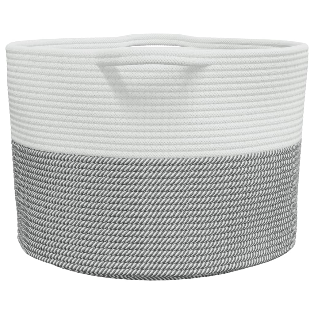 vidaXL Coș de rufe, gri și alb, Ø55x36 cm, bumbac vidaXL Coș de rufe, gri și alb, Ø55x36 cm, bumbac