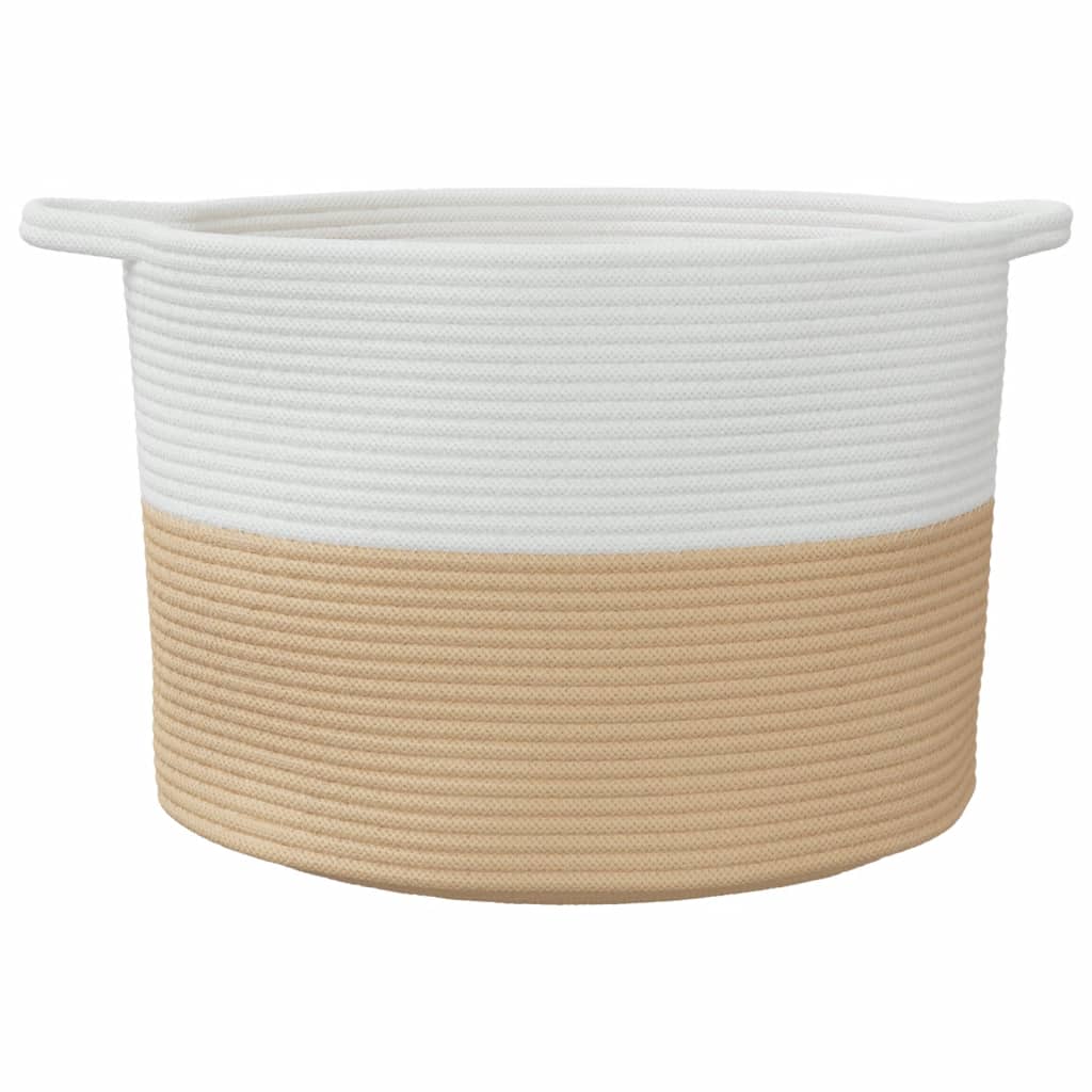 vidaXL Coș de rufe, bej și alb, Ø55x36 cm, bumbac vidaXL Coș de rufe, bej și alb, Ø55x36 cm, bumbac