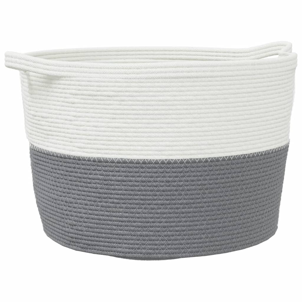 vidaXL Coș de rufe, gri și alb, Ø60x36 cm, bumbac vidaXL Coș de rufe, gri și alb, Ø60x36 cm, bumbac