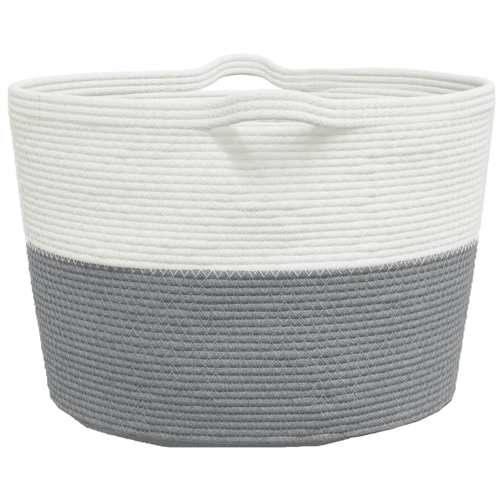 vidaXL Coș de rufe, gri și alb, Ø60x36 cm, bumbac vidaXL Coș de rufe, gri și alb, Ø60x36 cm, bumbac