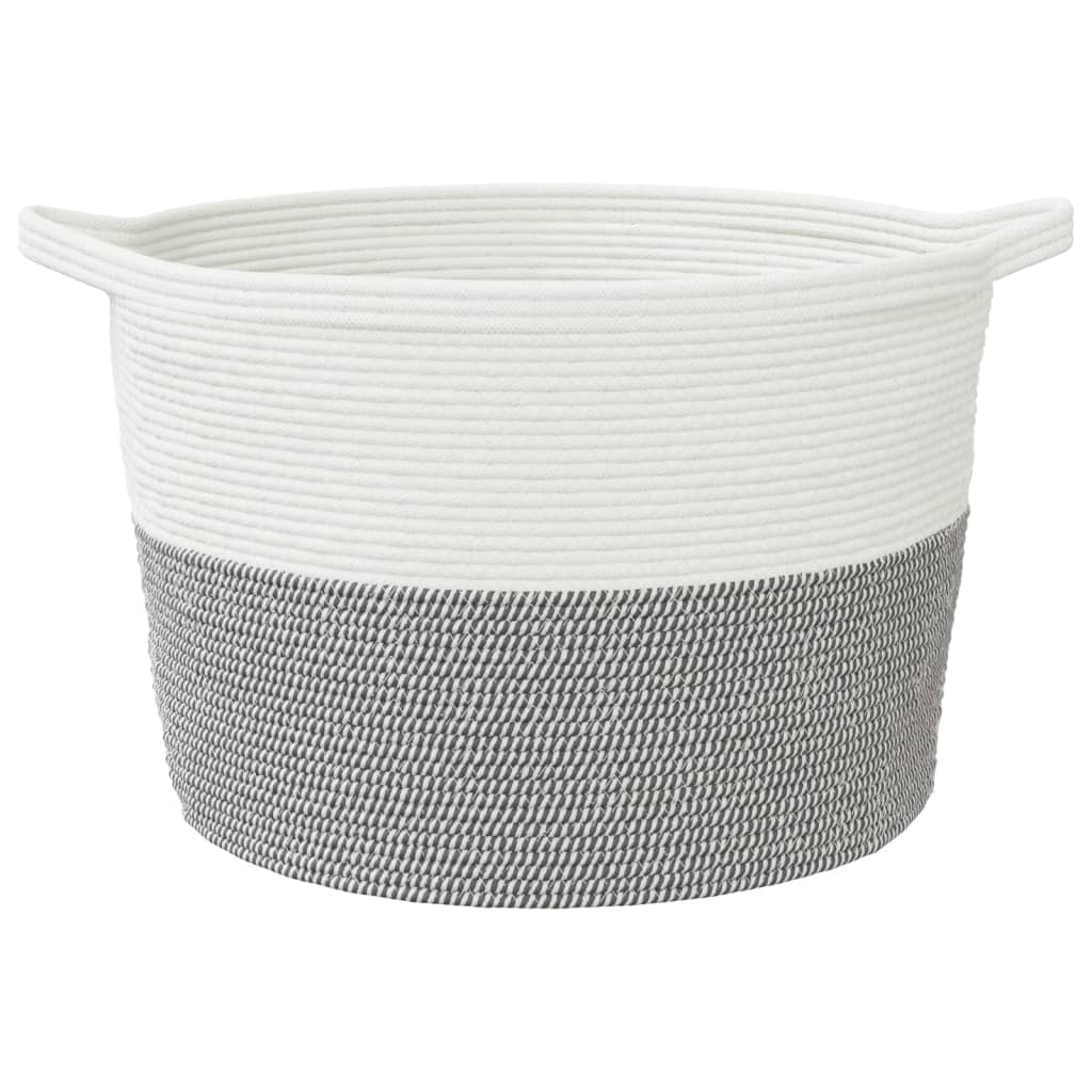 vidaXL Coș de rufe, gri și alb, Ø60x36 cm, bumbac vidaXL Coș de rufe, gri și alb, Ø60x36 cm, bumbac