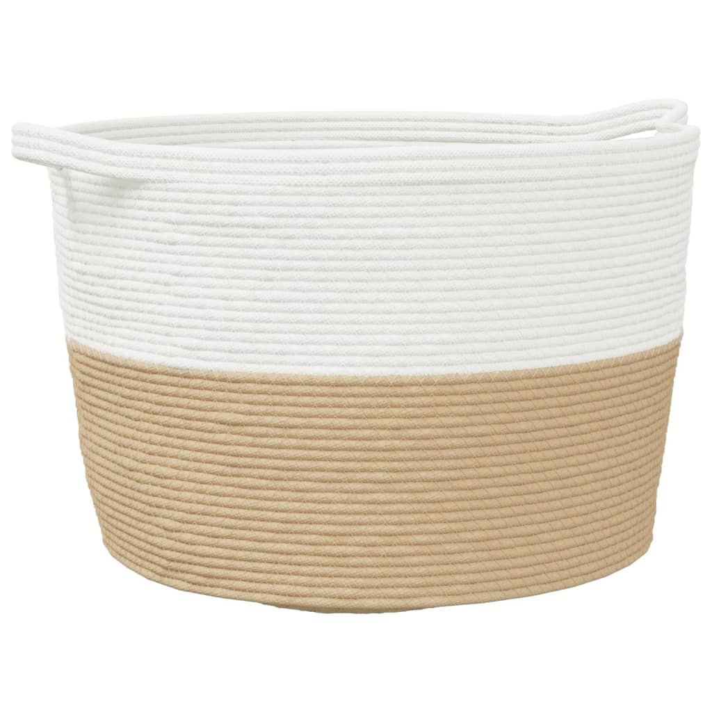 vidaXL Coș de rufe, bej și alb, Ø60x36 cm, bumbac vidaXL Coș de rufe, bej și alb, Ø60x36 cm, bumbac