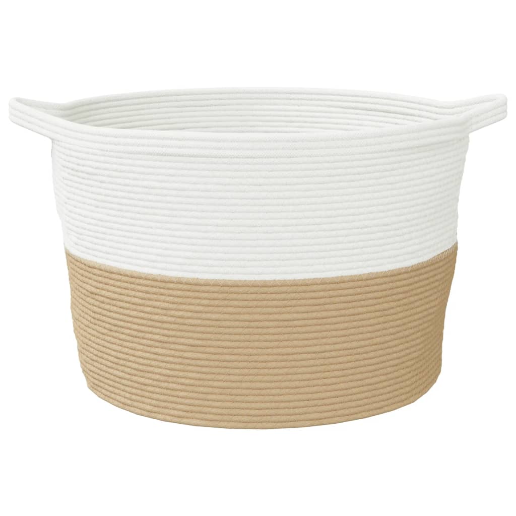 vidaXL Coș de rufe, bej și alb, Ø60x36 cm, bumbac vidaXL Coș de rufe, bej și alb, Ø60x36 cm, bumbac