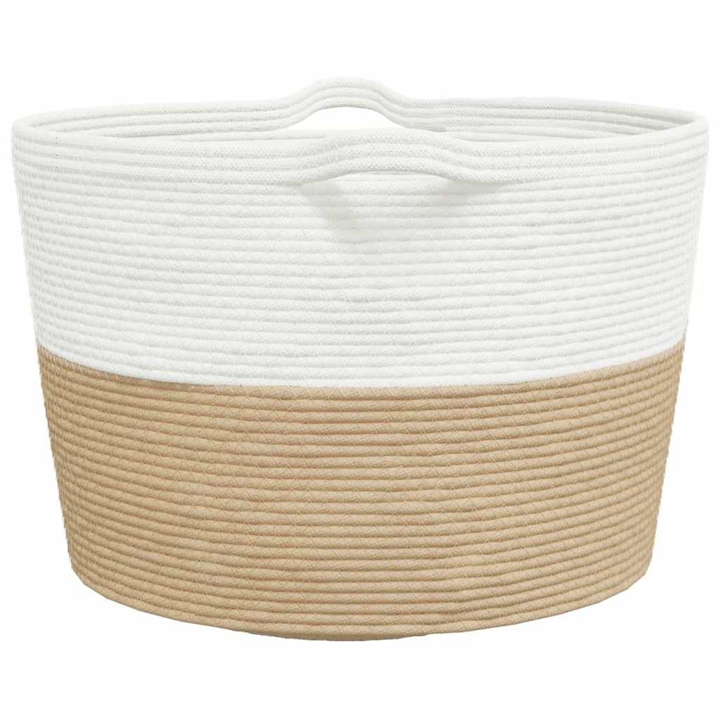 vidaXL Coș de rufe, bej și alb, Ø60x36 cm, bumbac vidaXL Coș de rufe, bej și alb, Ø60x36 cm, bumbac