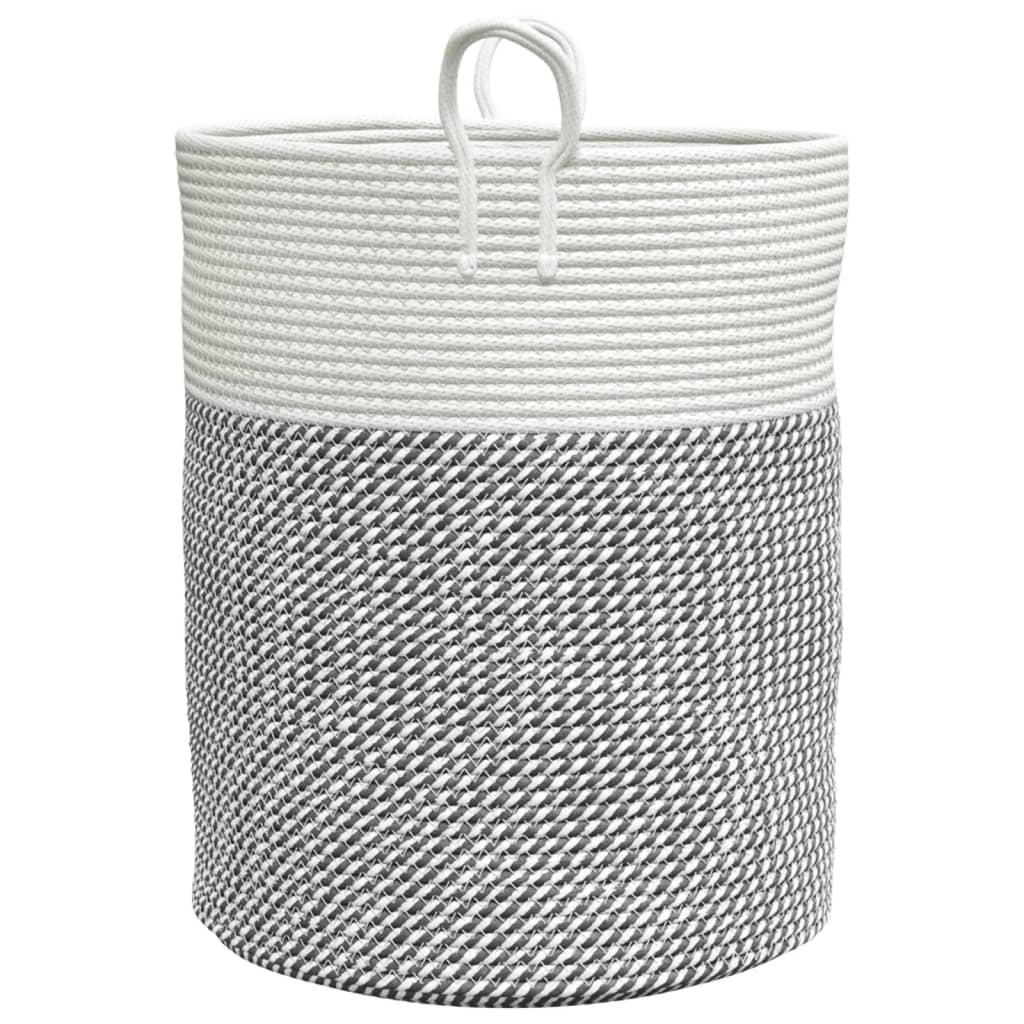 vidaXL Coș de depozitare, gri și alb, Ø38x46 cm, bumbac vidaXL Coș de depozitare, gri și alb, Ø38x46 cm, bumbac