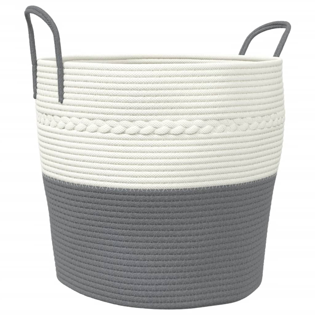 vidaXL Coș de depozitare, gri și alb, Ø43x38 cm, bumbac vidaXL Coș de depozitare, gri și alb, Ø43x38 cm, bumbac