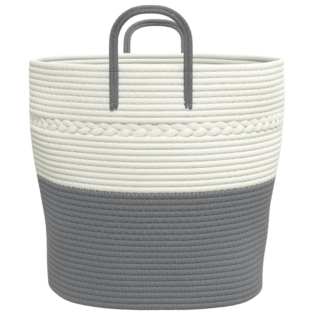vidaXL Coș de depozitare, gri și alb, Ø43x38 cm, bumbac vidaXL Coș de depozitare, gri și alb, Ø43x38 cm, bumbac