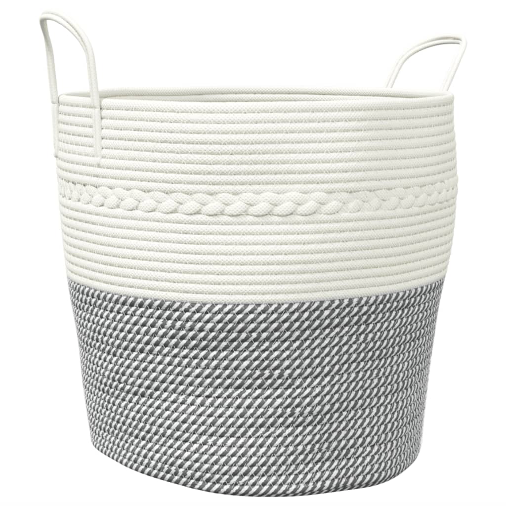 vidaXL Coș de depozitare, gri și alb, Ø43x38 cm, bumbac vidaXL Coș de depozitare, gri și alb, Ø43x38 cm, bumbac