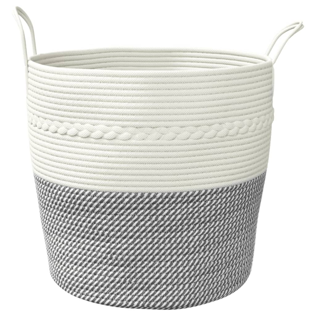 vidaXL Coș de depozitare, gri și alb, Ø43x38 cm, bumbac vidaXL Coș de depozitare, gri și alb, Ø43x38 cm, bumbac