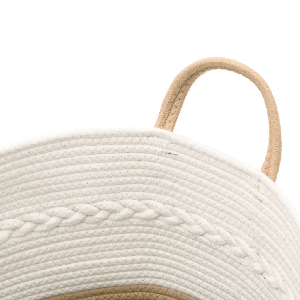vidaXL Coș de depozitare, bej și alb, Ø43x38 cm, bumbac vidaXL Coș de depozitare, bej și alb, Ø43x38 cm, bumbac