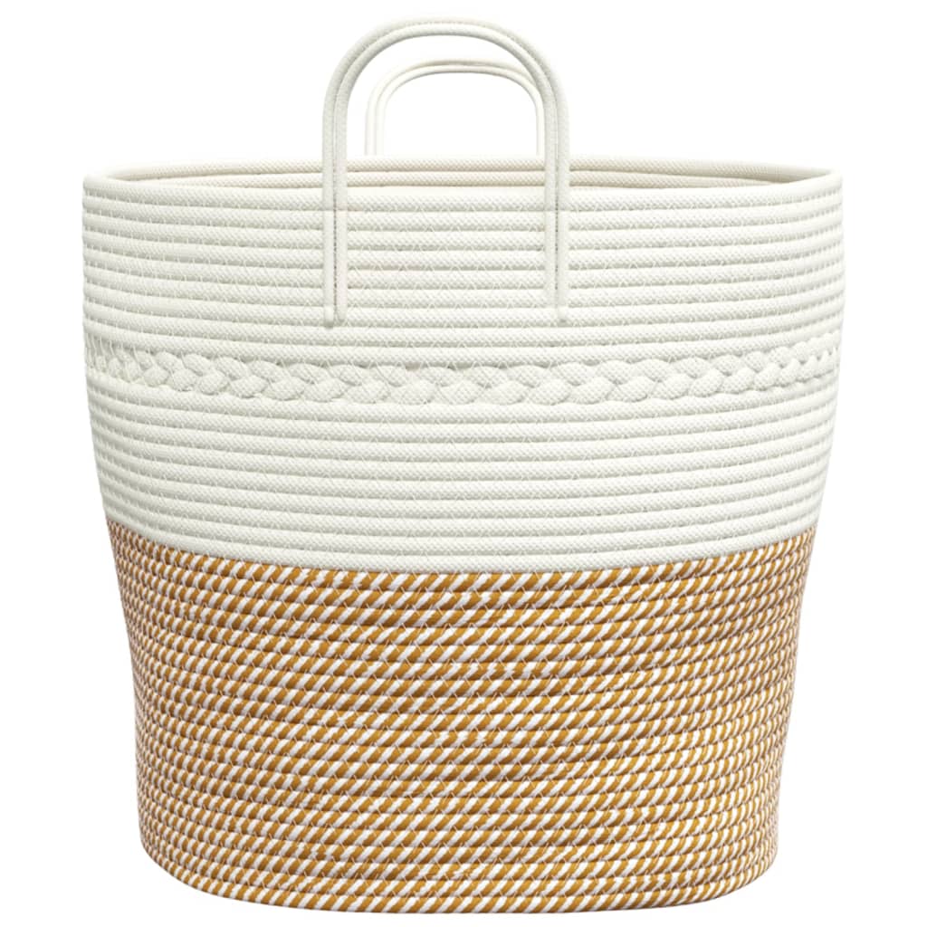 vidaXL Coș de depozitare, maro și alb, Ø43x38 cm, bumbac vidaXL Coș de depozitare, maro și alb, Ø43x38 cm, bumbac