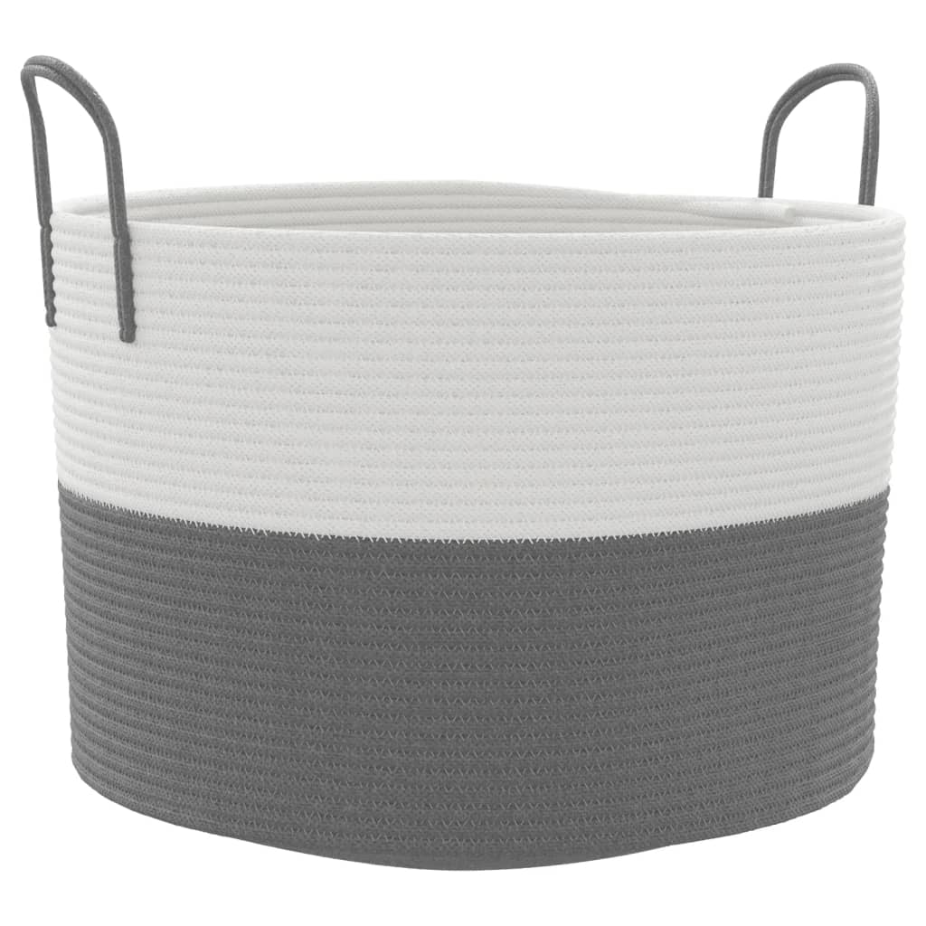 vidaXL Coș de depozitare, gri și alb, Ø51x33 cm, bumbac vidaXL Coș de depozitare, gri și alb, Ø51x33 cm, bumbac
