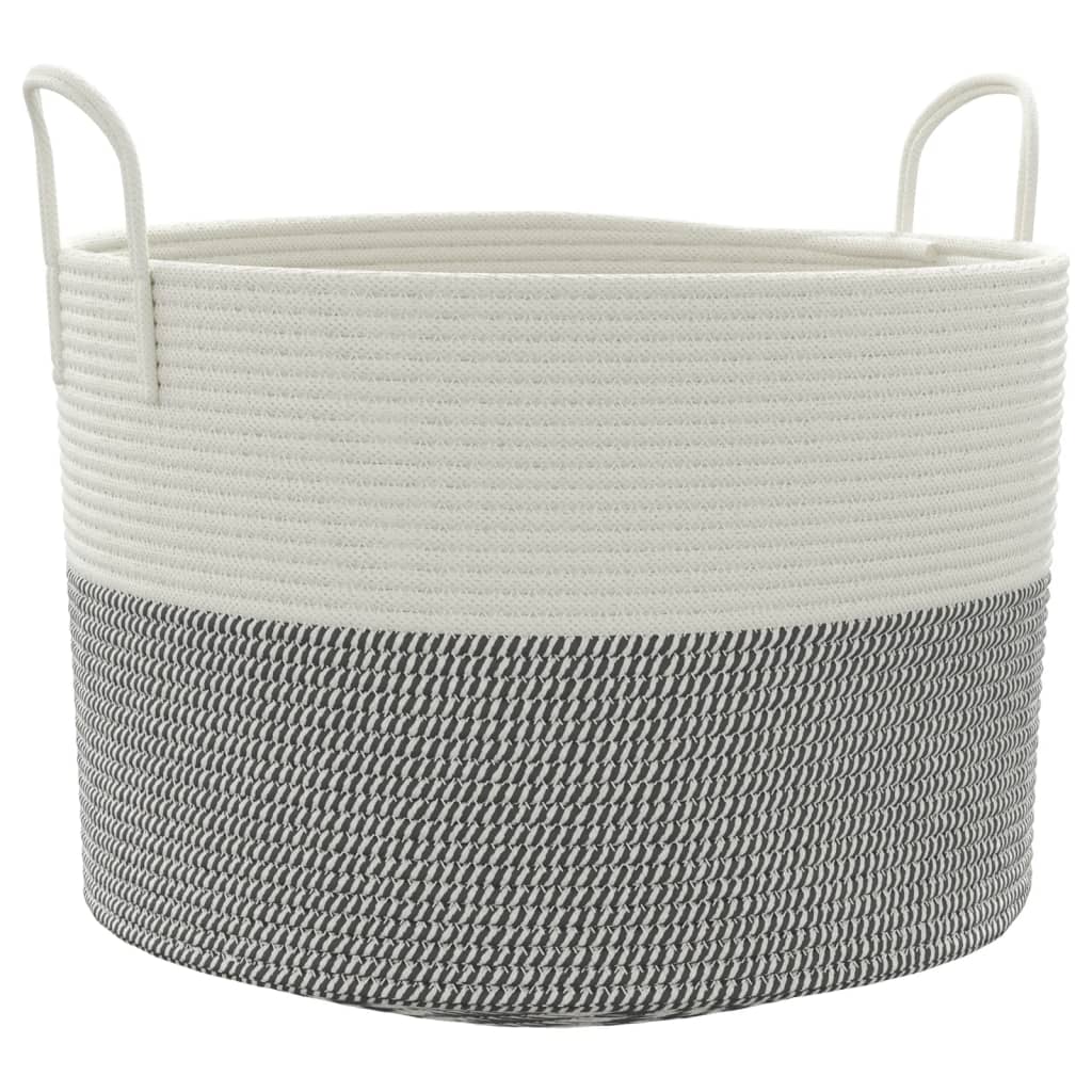 vidaXL Coș de depozitare, gri și alb, Ø51x33 cm, bumbac vidaXL Coș de depozitare, gri și alb, Ø51x33 cm, bumbac