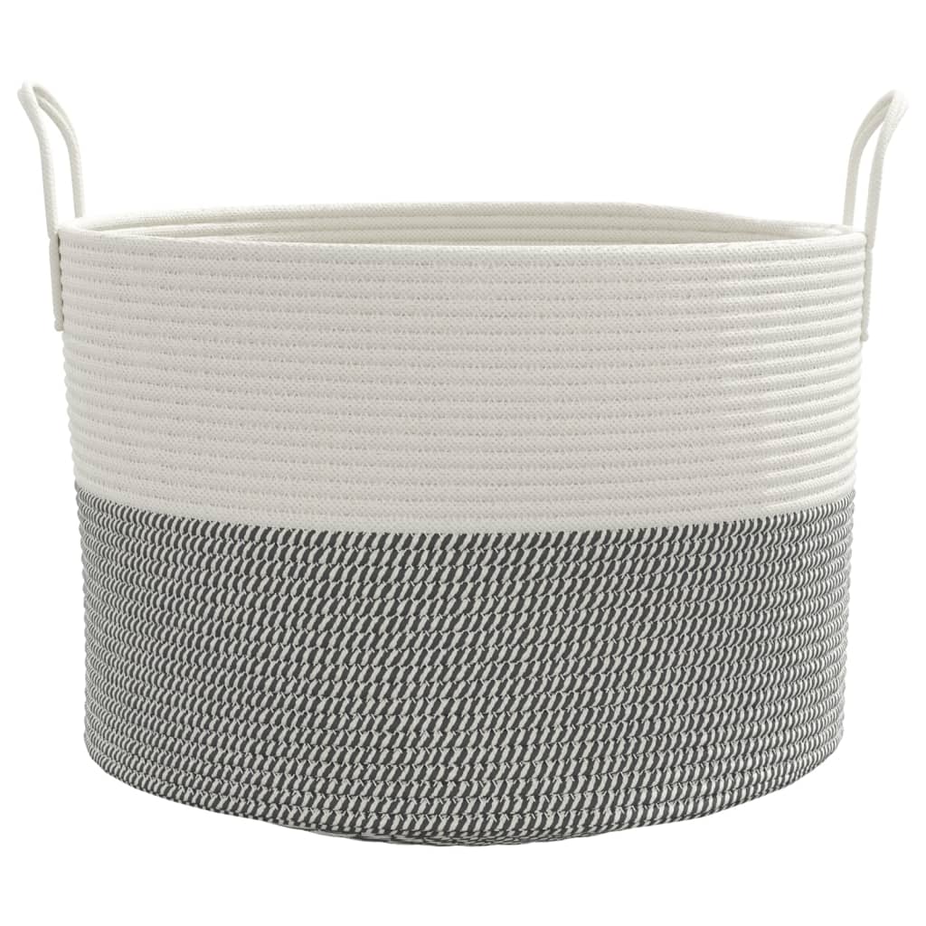 vidaXL Coș de depozitare, gri și alb, Ø51x33 cm, bumbac vidaXL Coș de depozitare, gri și alb, Ø51x33 cm, bumbac