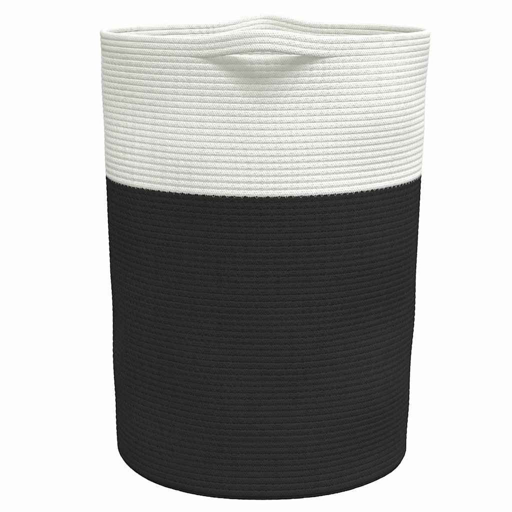 vidaXL Coș de depozitare, negru și alb, Ø49x65 cm, bumbac vidaXL Coș de depozitare, negru și alb, Ø49x65 cm, bumbac
