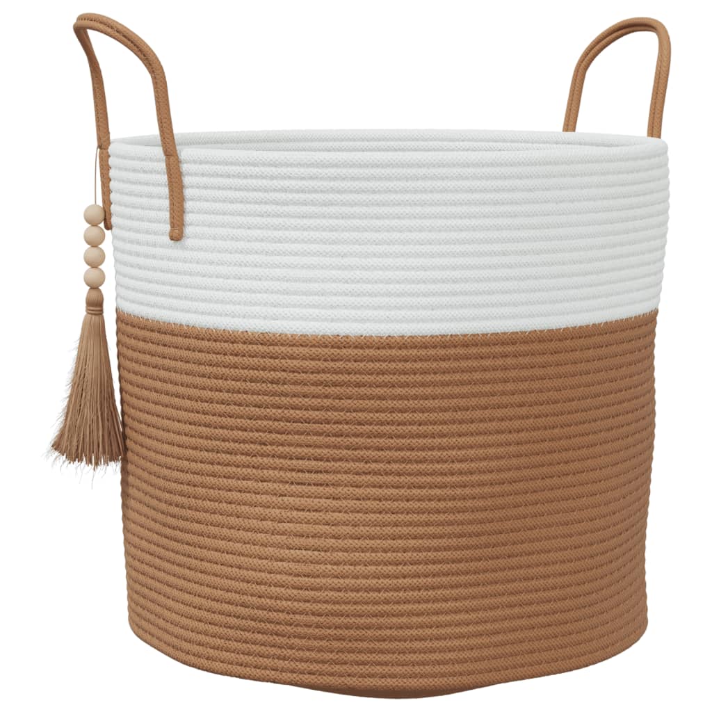 vidaXL Coș de depozitare, maro și alb, Ø40x35 cm, bumbac vidaXL Coș de depozitare, maro și alb, Ø40x35 cm, bumbac