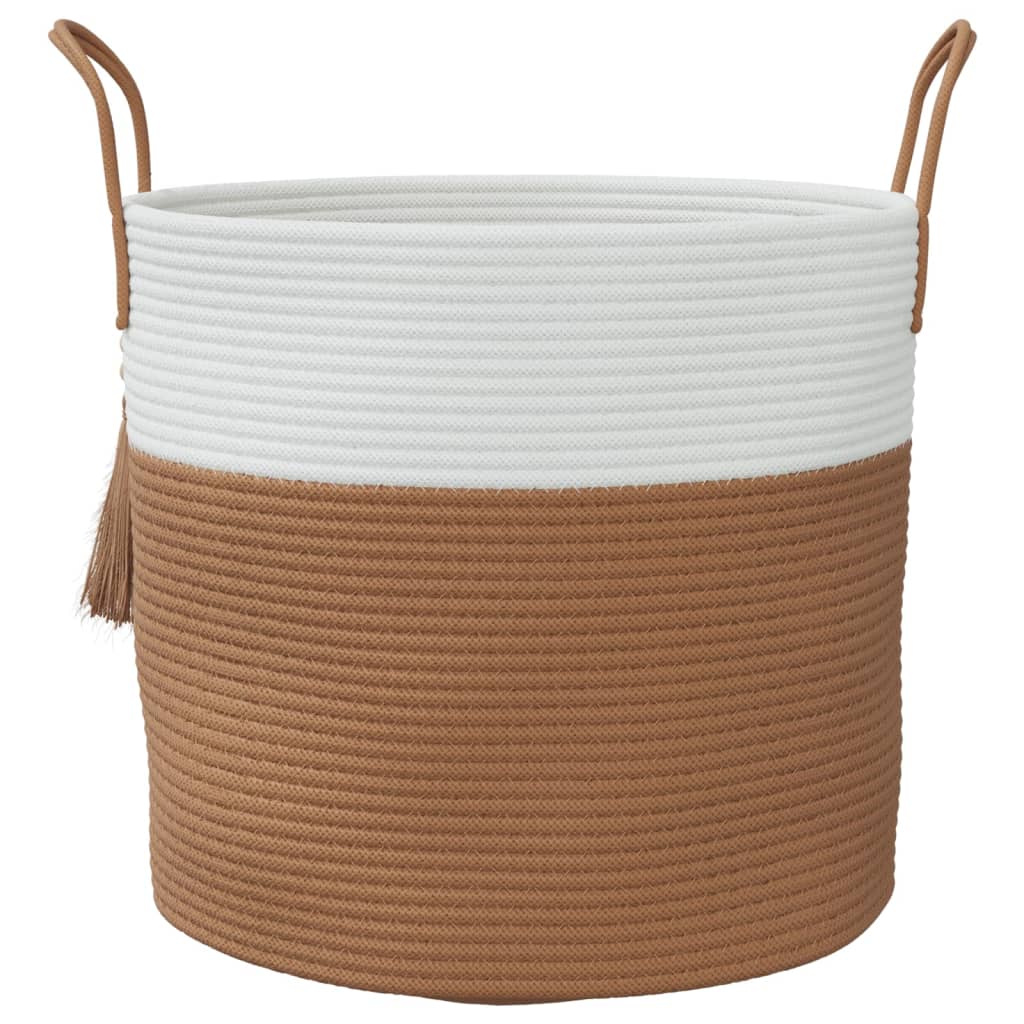 vidaXL Coș de depozitare, maro și alb, Ø40x35 cm, bumbac vidaXL Coș de depozitare, maro și alb, Ø40x35 cm, bumbac