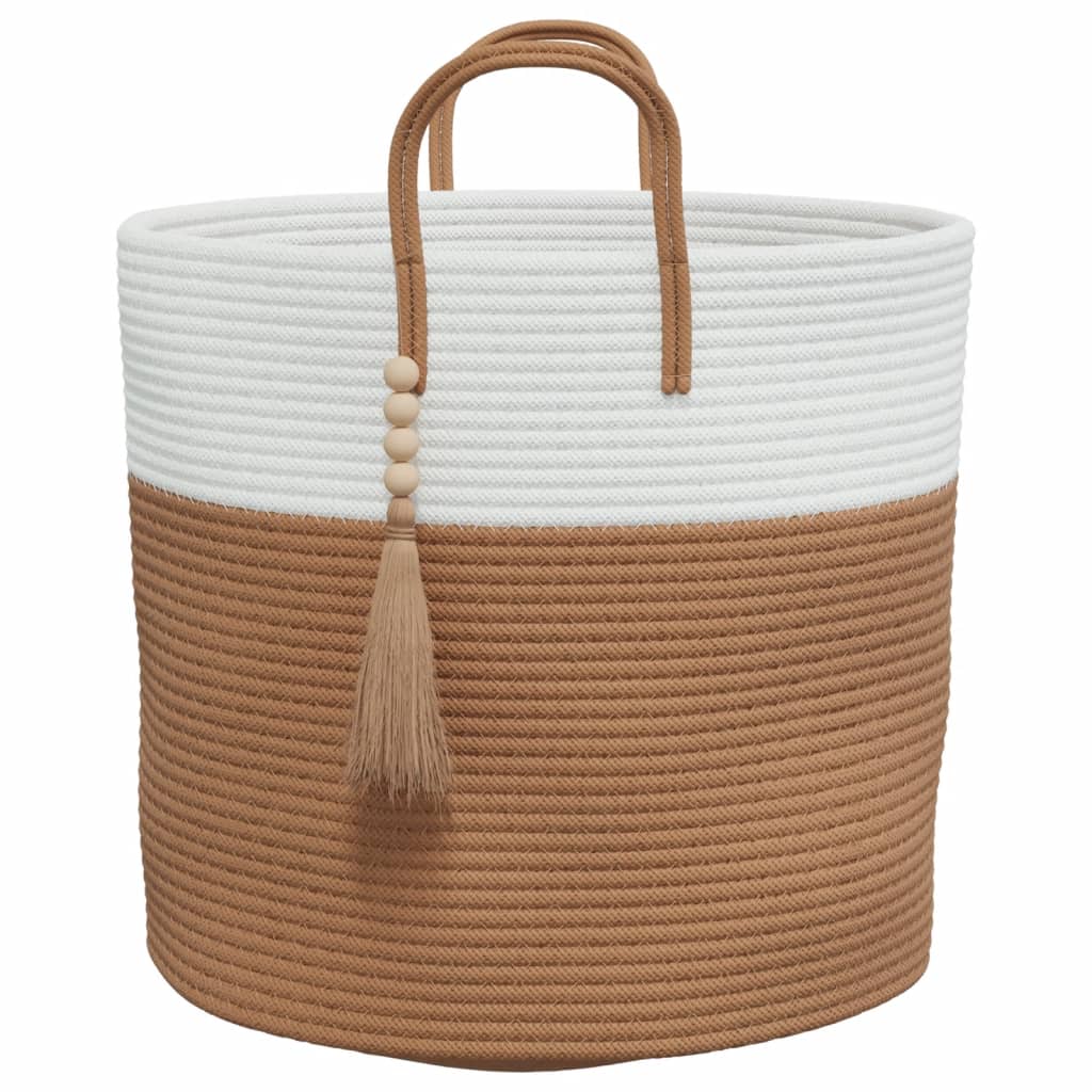 vidaXL Coș de depozitare, maro și alb, Ø40x35 cm, bumbac vidaXL Coș de depozitare, maro și alb, Ø40x35 cm, bumbac