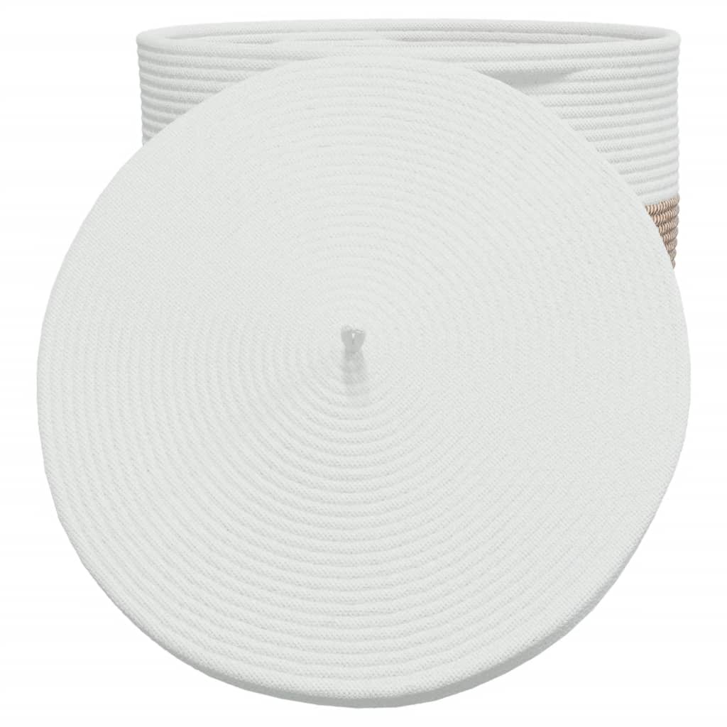vidaXL Coș de depozitare cu capac, maro și alb, Ø40x35 cm bumbac