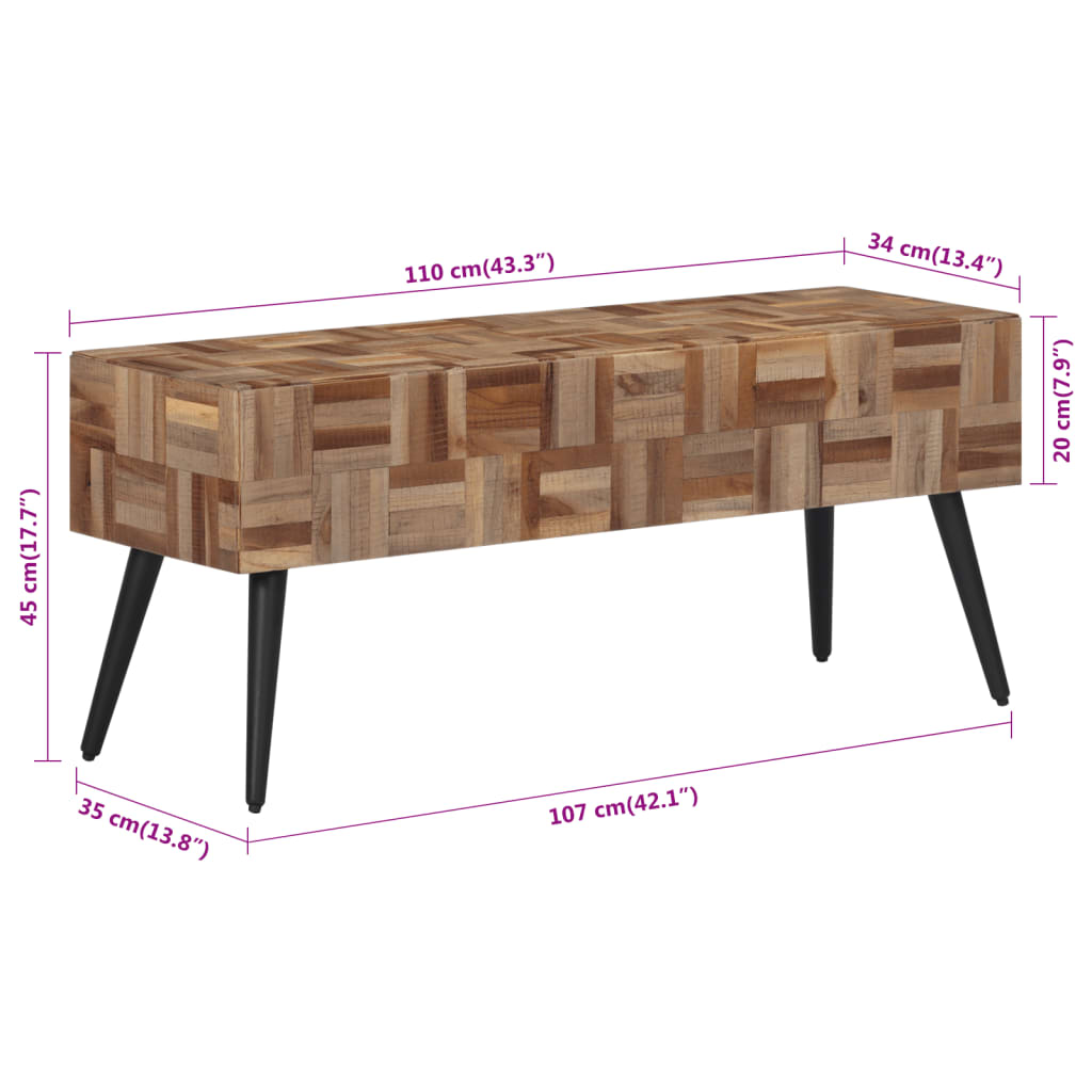 vidaXL Bancă, 110x35x45 cm, lemn masiv de tec reciclat vidaXL Bancă, 110x35x45 cm, lemn masiv de tec reciclat
