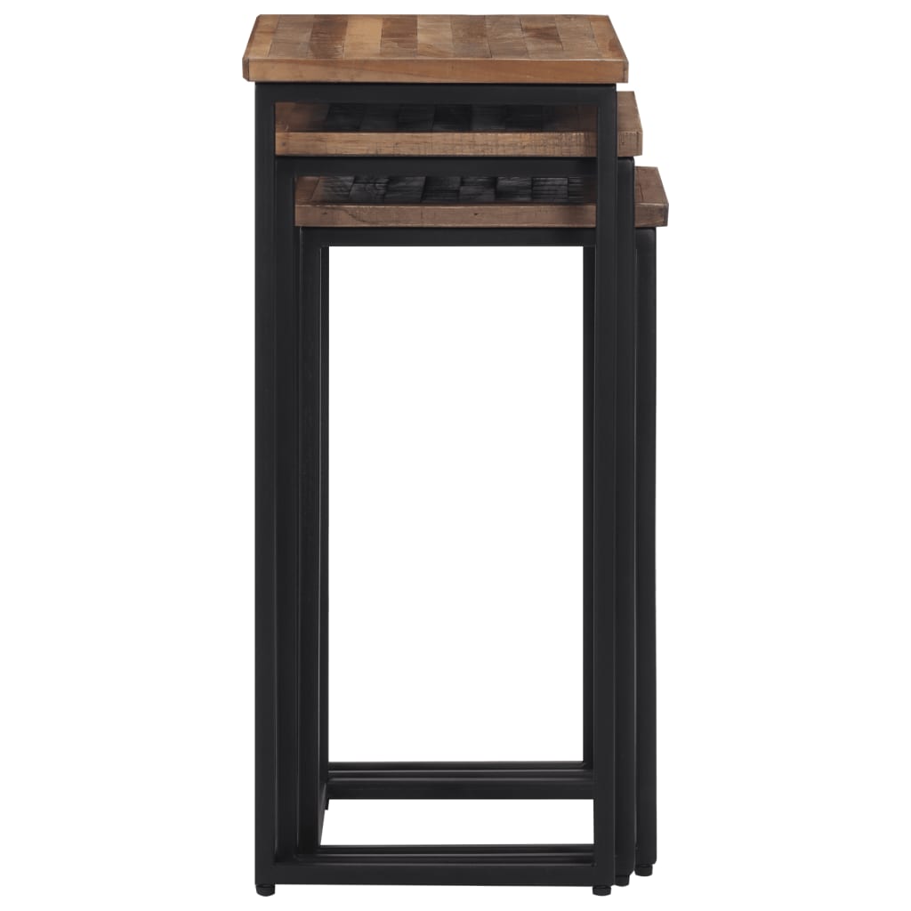 vidaXL Măsuțe de cafea suprapuse, 3 buc., lemn masiv de tec