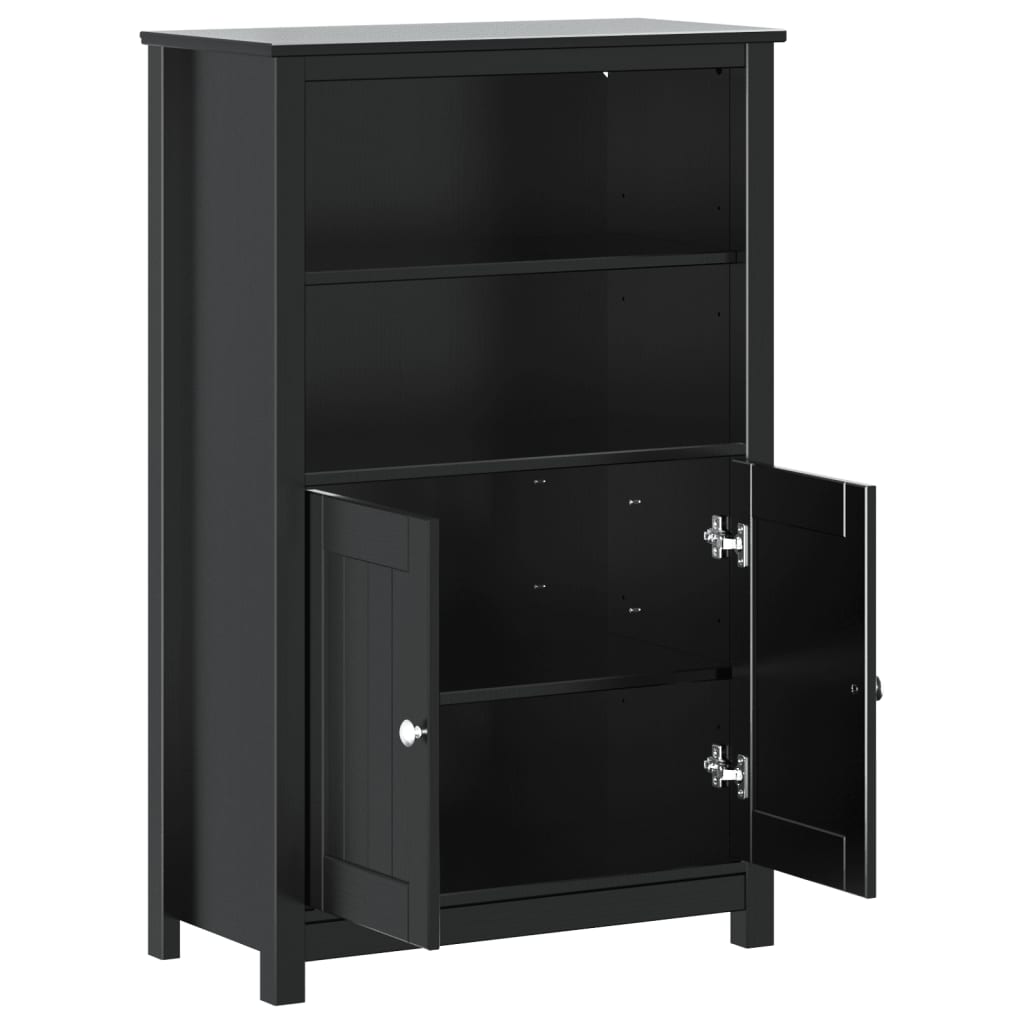 vidaXL Dulap de baie BERG, negru, 69,5x34x110 cm, lemn masiv de pin vidaXL Dulap de baie BERG, negru, 69,5x34x110 cm, lemn masiv de pin
