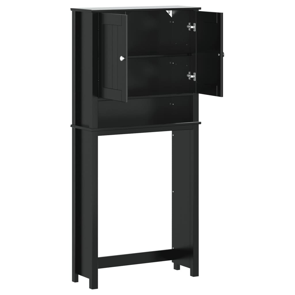 vidaXL Dulap mașină de spălat „BERG” negru 76x27x164,5 cm lemn masiv vidaXL Dulap mașină de spălat „BERG” negru 76x27x164,5 cm lemn masiv