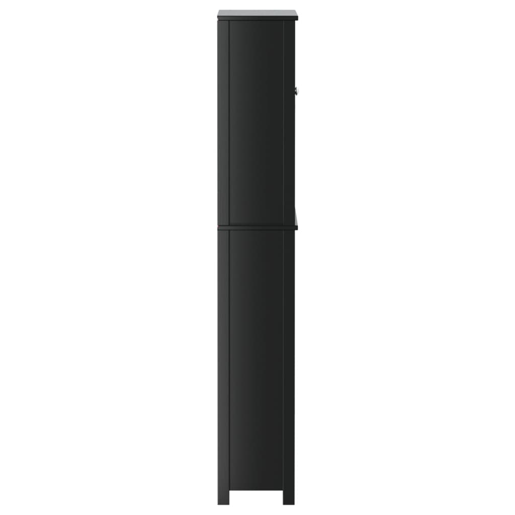 vidaXL Dulap mașină de spălat „BERG” negru 76x27x164,5 cm lemn masiv vidaXL Dulap mașină de spălat „BERG” negru 76x27x164,5 cm lemn masiv