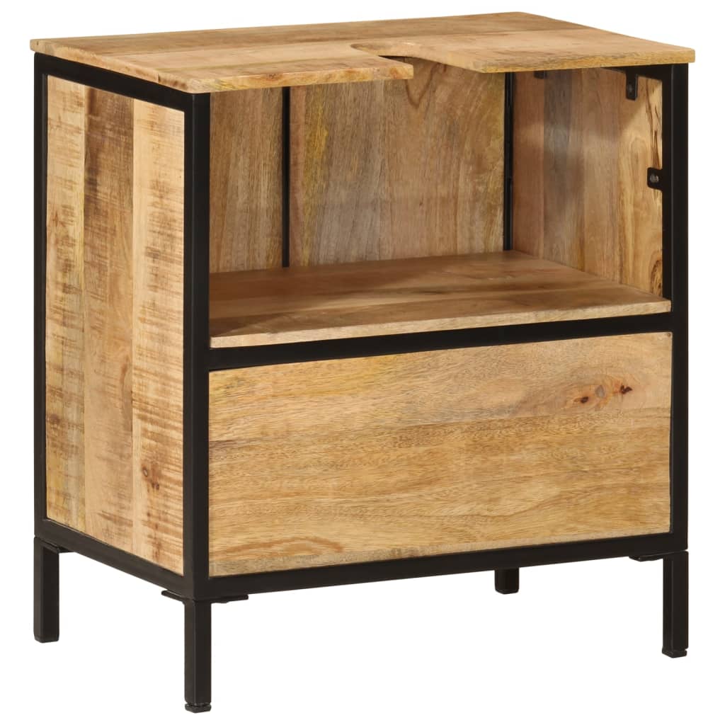 vidaXL Dulap pentru chiuvetă de baie 55x35x60 cm lemn masiv mango&fier vidaXL Dulap pentru chiuvetă de baie 55x35x60 cm lemn masiv mango&fier