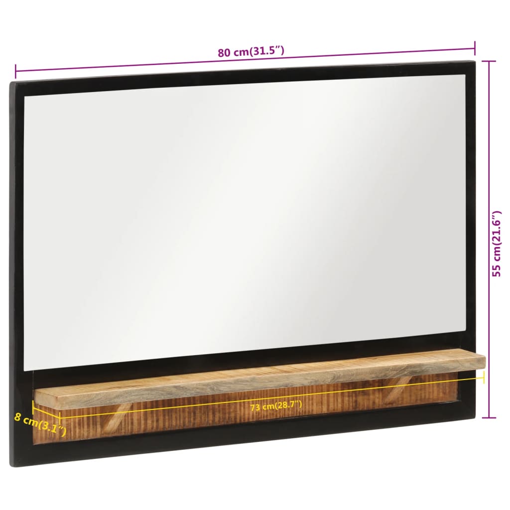 vidaXL oglindă cu raft 80x8x55 cm sticlă și lemn masiv de mango vidaXL oglindă cu raft 80x8x55 cm sticlă și lemn masiv de mango