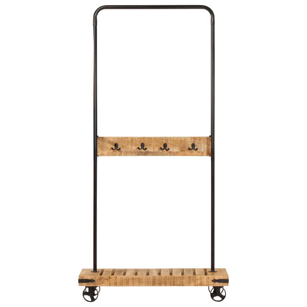 vidaXL Suport pentru haine cu roți 90x35x190cm lemn masiv mango & fier vidaXL Suport pentru haine cu roți 90x35x190cm lemn masiv mango & fier