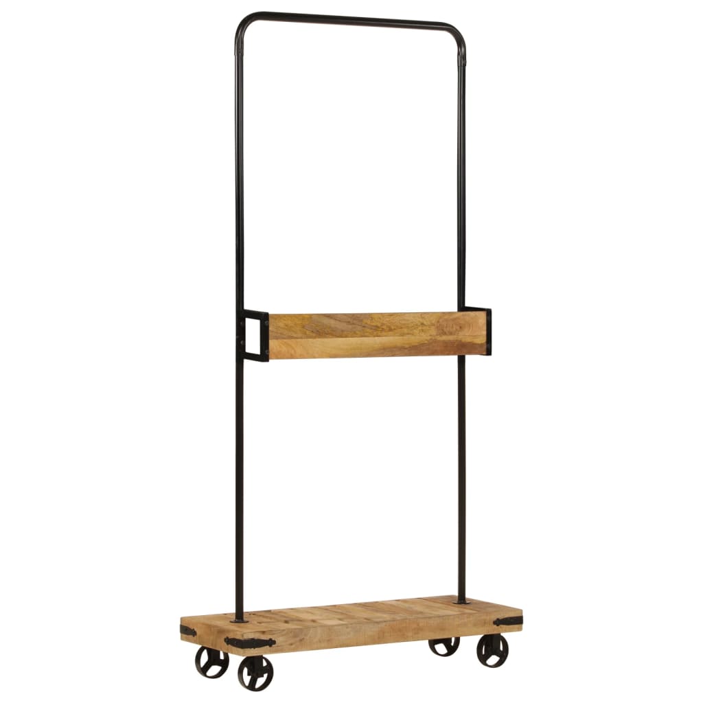 vidaXL Suport pentru haine cu roți 90x35x190cm lemn masiv mango & fier vidaXL Suport pentru haine cu roți 90x35x190cm lemn masiv mango & fier