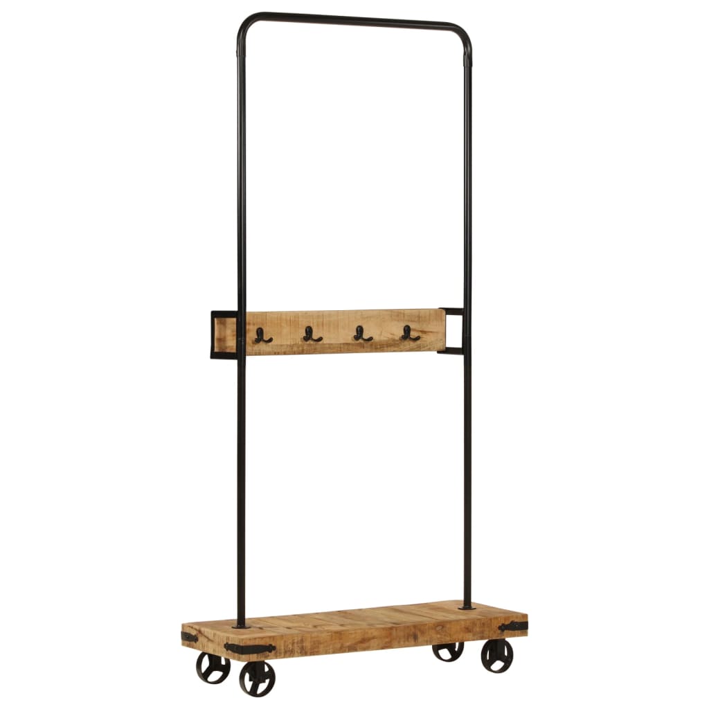 vidaXL Suport pentru haine cu roți 90x35x190cm lemn masiv mango & fier vidaXL Suport pentru haine cu roți 90x35x190cm lemn masiv mango & fier
