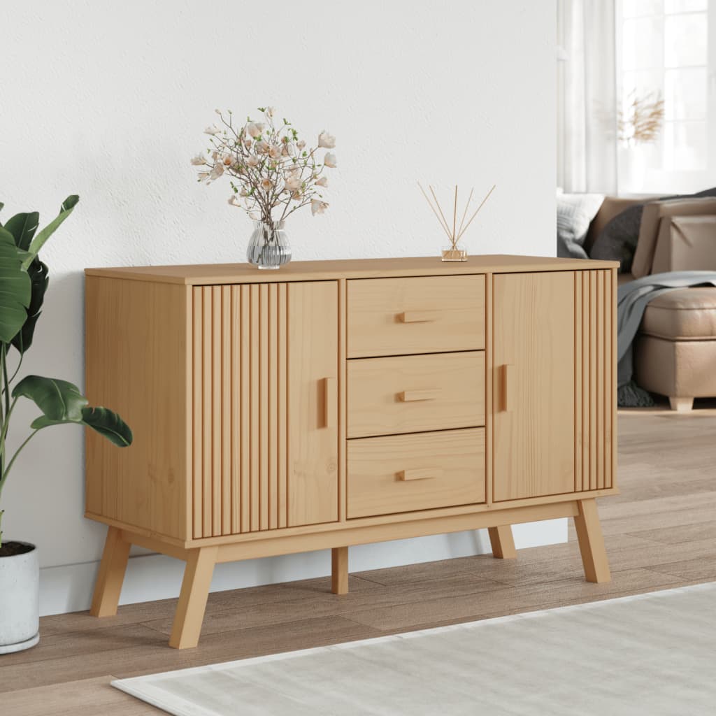 vidaXL Dulap "OLDEN", maro, 114x43x73,5 cm, lemn masiv pin vidaXL Dulap "OLDEN", maro, 114x43x73,5 cm, lemn masiv pin