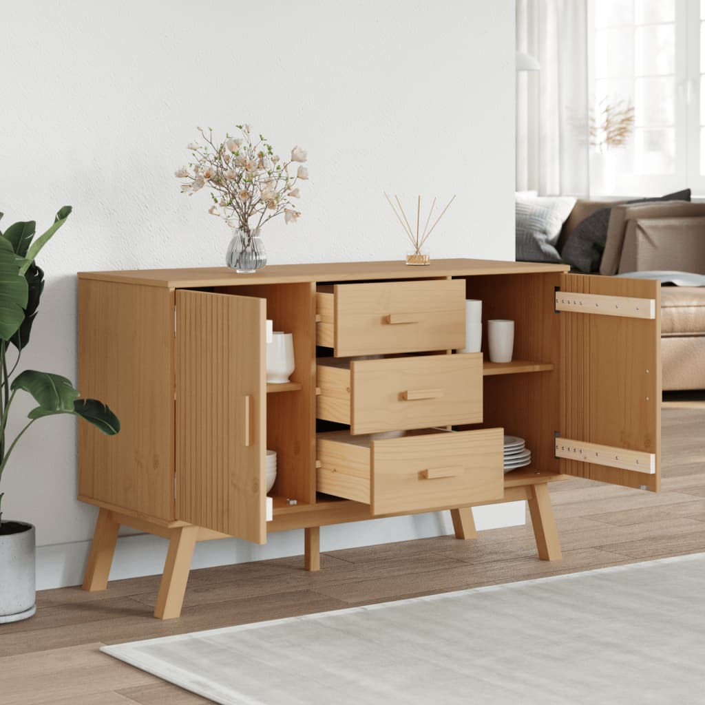 vidaXL Dulap "OLDEN", maro, 114x43x73,5 cm, lemn masiv pin vidaXL Dulap "OLDEN", maro, 114x43x73,5 cm, lemn masiv pin