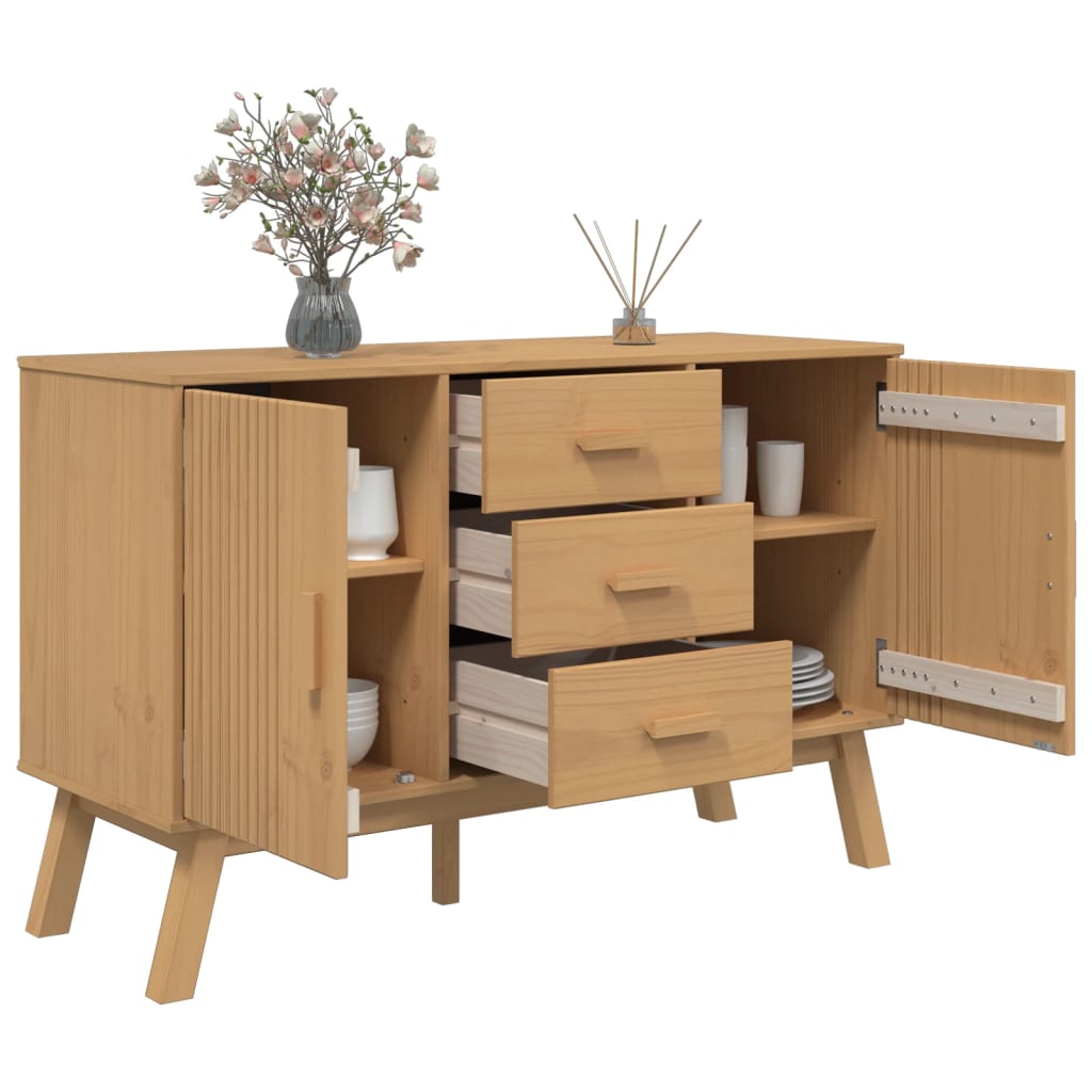 vidaXL Dulap "OLDEN", maro, 114x43x73,5 cm, lemn masiv pin vidaXL Dulap "OLDEN", maro, 114x43x73,5 cm, lemn masiv pin