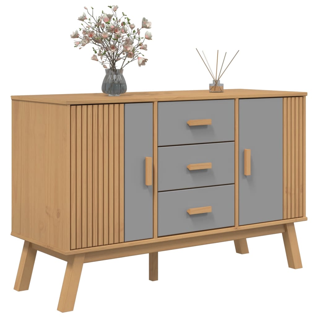 vidaXL Dulap "OLDEN", gri și maro, 114x43x73,5 cm, lemn masiv pin vidaXL Dulap "OLDEN", gri și maro, 114x43x73,5 cm, lemn masiv pin